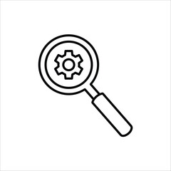 Research icon. Concept of Business analysis in outline style. Vector Illustration for logo, emblem, and web design.  Isolated on white background.