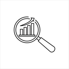 Research icon. Concept of Business analysis in outline style. Vector Illustration for logo, emblem, and web design.  Isolated on white background.