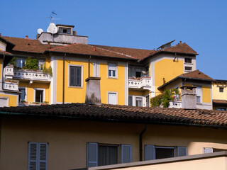 Old residential buildings along via Cirillo, near corso Sempione in Milan, Italy