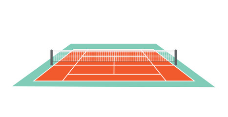 Tennis court ground with line frame isolated on white background. Tennis field. Vector stock