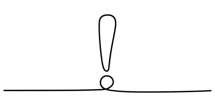 Continuous line drawing of a exclamation mark symbol