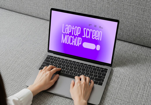 Laptop Screen Mockup with Hands