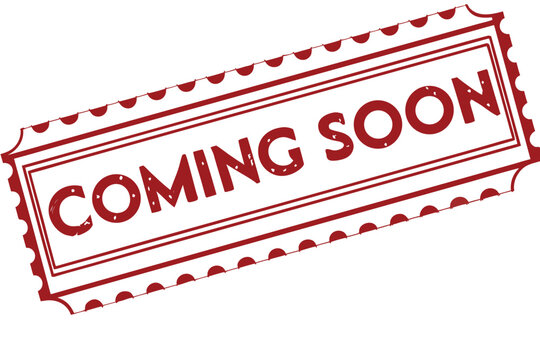 Maroon, grunge textured Coming Soon message is centered within a decorative frame with transparent background