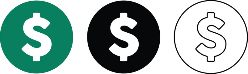 Dollar icon vector isolated on white background, money and finance symbol in flat style