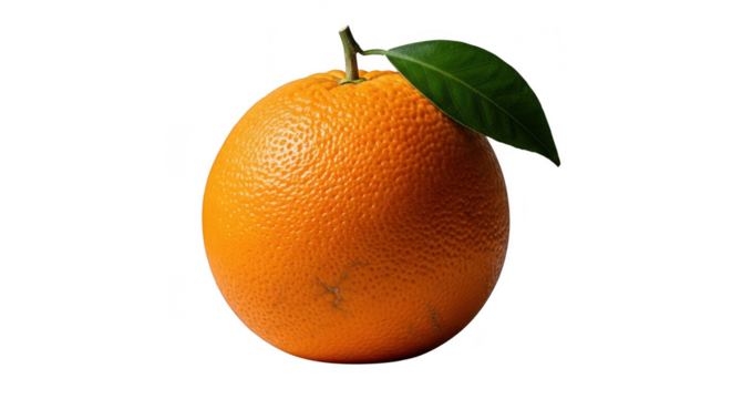 Bright orange fruit with green leaf isolated for freshness and health illustration