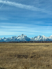 Fototapeta premium Grand Teton Mountains in Grant Teton National Park Wyoming during Government Shutdown 