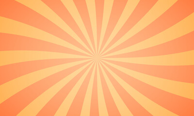 bright orange sunburst vector illustration with retro radial rays and vintage background style