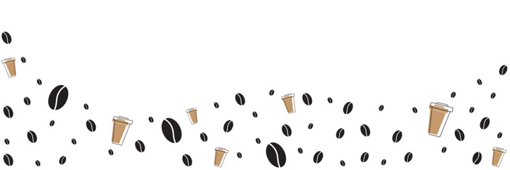 Horizontal seamless background with coffee beans. Vector.