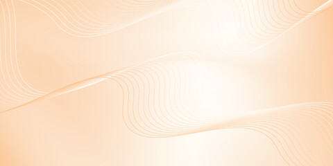 Minimal Abstract Orange Gradient Background with White Wave Lines. Modern Wavy Line Background