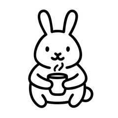 Cute bunny drinking tea