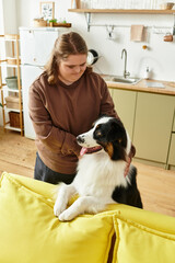 Joyful moments with a beloved dog at home for a young woman with Down syndrome