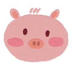 Cute Pink Pig Face Doodle Illustration