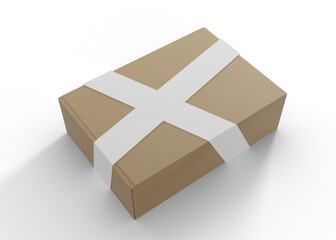 Cardboard Parcel Box Mockup with Tape for Product Branding