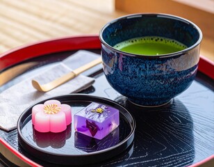 茶道　抹茶と和菓子
