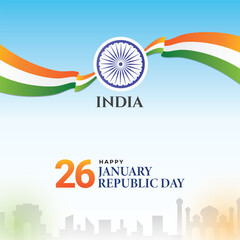 Republic Day, India, January 26, Social Media Creative Vector Design template
