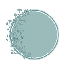Elegant Floral Circle Frame Vector