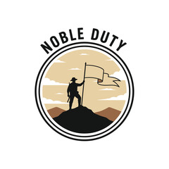Noble Duty Mountaineer Flag Silhouette Badge