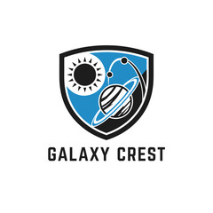 Galaxy Crest Sun Planet Shield Vector Logo
