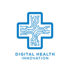 Digital Health Innovation Circuit Board Cross Logo