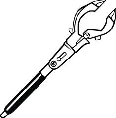 Laparoscopic Grasper Vector minimal silhouette on isolated white