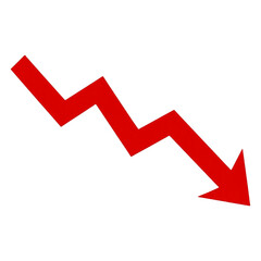 3d rendered red zigzag downward arrow isolated on transparent background