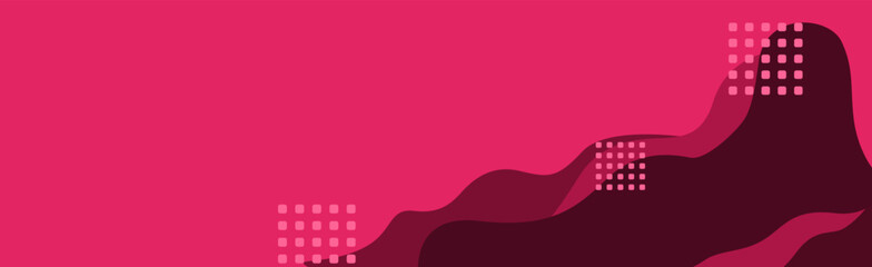 Abstract Pink Landscape With Dark Wavy Lines And Grid Dots On Magenta Background