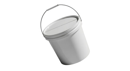 White plastic bucket with black handle isolated for product photography and packaging design illustration