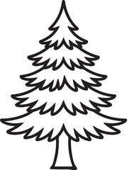 Obraz premium Cedar Tree line art, coloring book page line art drawing, vector and illustration
