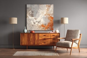 Modern Living Room With Stylish Furniture and Abstract Art on the Wall