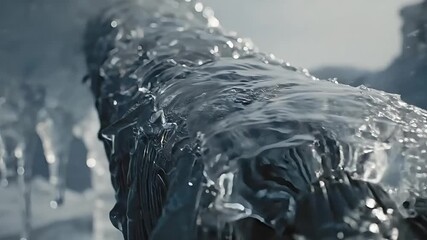 Extreme close-up macro shot of complex ice texture formation in slow motion - Powered by Adobe