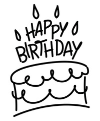 birthday cake with candles Hand drawn birthday cake with candles silhouette