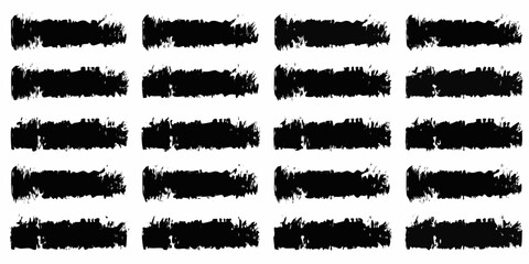 Obraz premium Collection of rough black brush stroke rectangles on a white background