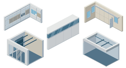 Modern isometric office partitions and wall systems for open spaces