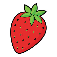 Strawberry Flat Color & Outline Set – Red Berry Vector 