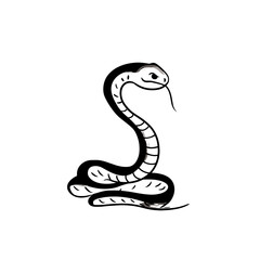 Fototapeta premium Rattlesnake. Rattlesnake simple black and white line art vector logo