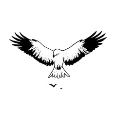 Obraz premium Kite. Kite simple black and white line art vector logo