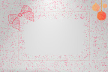 Minimal Christmas Greeting Card Background with Red Ribbon and Ornament Design