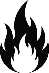 Black fire flame icon illustration symbol isolated vector graphic element on clean white background