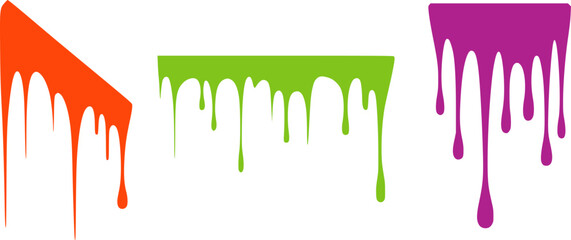 Orange green purple paint drips vector