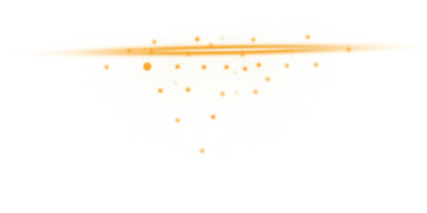 Orange glowing beam with abstract falling particles and spheres