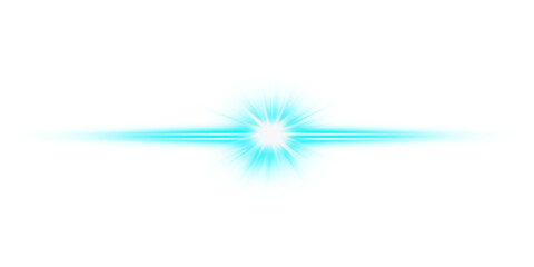 Cyan glowing light burst with horizontal beams and star center