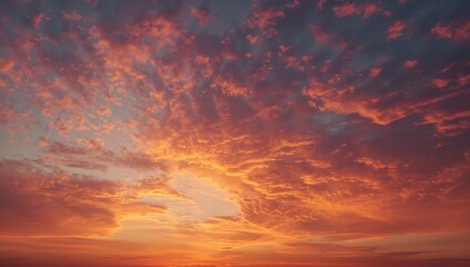 Fototapeta premium Dramatic fiery sunset sky with stunning orange and red clouds creating a breathtaking natural backdrop