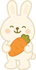 Cute Rabbit Holding a Carrot Illustration