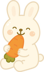 Obraz premium Cute Rabbit Holding a Carrot Illustration