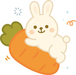 Cute Rabbit Holding a Carrot Illustration