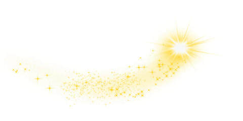 Fototapeta premium Dynamic bright sunburst with glittery light rays and sparkle dust particles