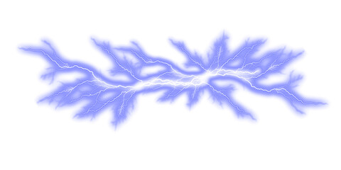 Powerful blue lightning bolt electrical discharge effect energy on png background