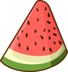 Cartoon Watermelon Slice Illustration - Refreshing Summer Fruit Graphic with Seeds and Rind