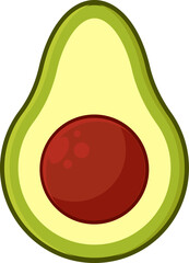 Cartoon Avocado Half with Pit Illustration