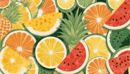 Vibrant Fruit Medley - A Colorful and Refreshing Composition.